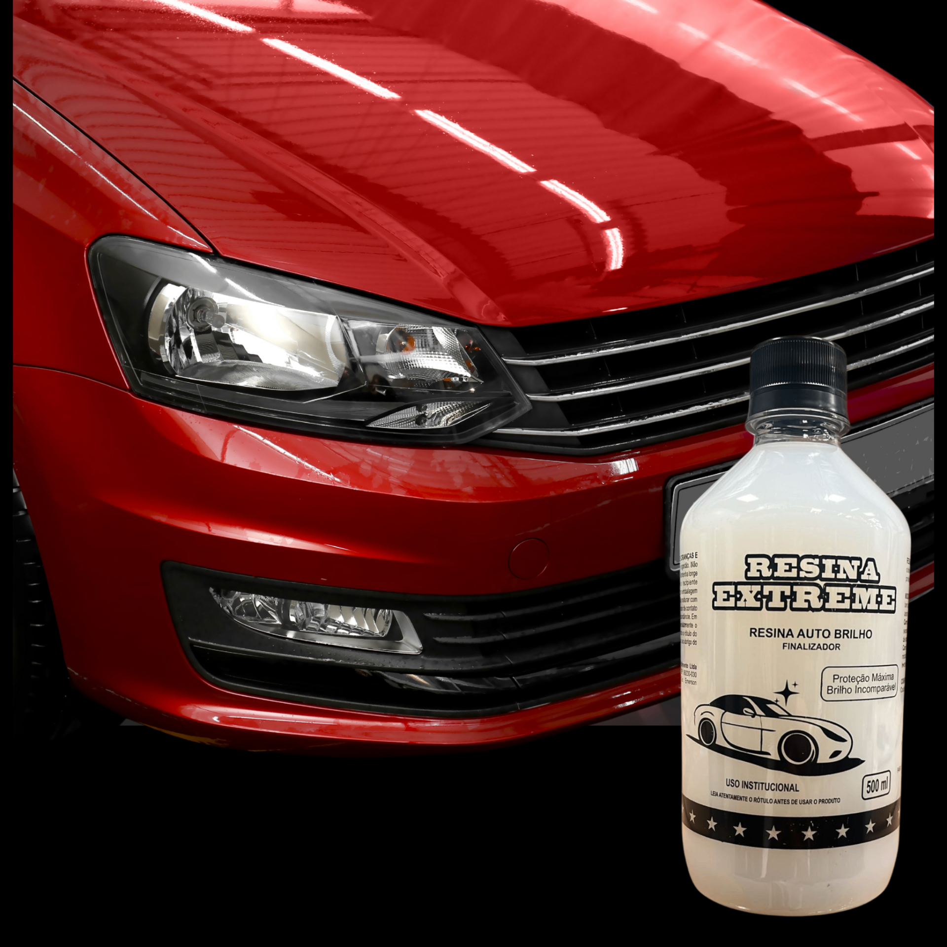 Resina Extreme aplicada em carro vermelho com brilho intenso